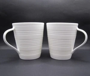 Pair Lenox Tin Can Alley 4" Coffee Mugs White New No Tags - Picture 1 of 7