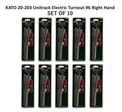 KATO Unitrack Electric Turnout #6 Right Hand 20-203 N Scale 10 Piece R718-15 - Image 1 of 4