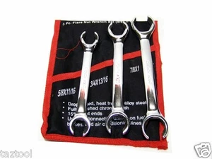 3 pc Flare Nut Wrench Set SAE 5/8 11/16 3/4 13/16 7/8 1 in Open End Wrench kit - Bild 1 von 3