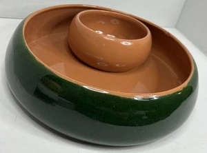 Terra Cotta Chip And Dip Set Bortner And Bortner Style USA Pottery - Picture 1 of 4