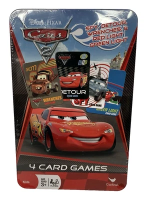 Disney Pixar CARS 4 Card Games in Collectible Decorative Tin NEW - Image 1 of 2