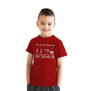 Youth Stand Back Science Funny Shirts Cool Humorous Nerdy T shirts for Geeks - Picture 1 of 8