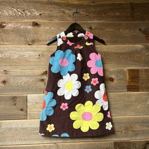 Mini abito da bambina Boden in velluto a coste floreale a fiori pinafore taglia 9/10 hippie - Foto 1 di 7