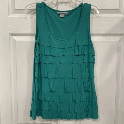 Camisa Damas XL-verde Liz Claiborne-sin mangas con volantes Foto 1 de 4