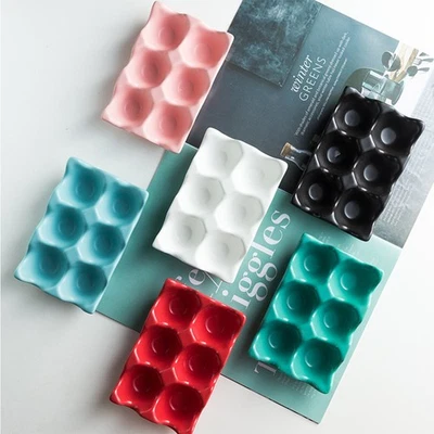 6 Gitter Eierhalter Keramik Anti-Rutsch-Eierbox Kühlschrank Stoßdicht (rot) - Bild 1 von 4