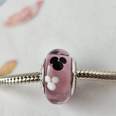 Nuevo Pandora Disney Mickey Mouse Rosa Icono Murano Auténtico Dije Foto 1 de 4