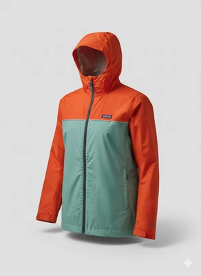 Chaqueta de lluvia Patagonia Torrentshell 3L para niños naranja suave verde Foto 1 de 4