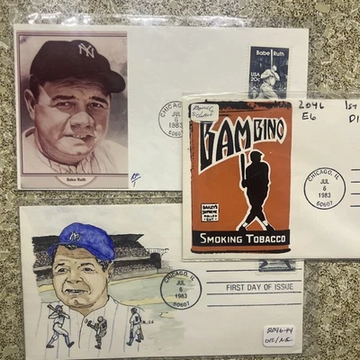 FDC 2046 Babe Ruth 67 Different Cachets RARE Postmarked Chicago And St. Vincent - Image 1 of 4