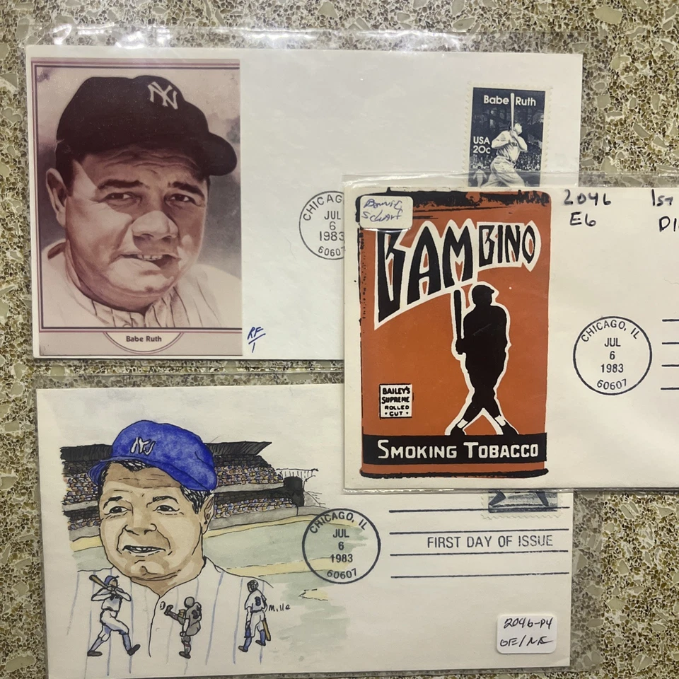 FDC 2046 Babe Ruth 67 Different Cachets RARE Postmarked Chicago And St. Vincent - Image 1 of 4