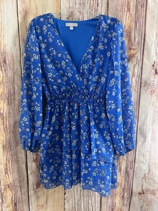 Vestido para mujer Chelsea 28 azul floral cuello en V talla mediana - Imagen 1 de 10
