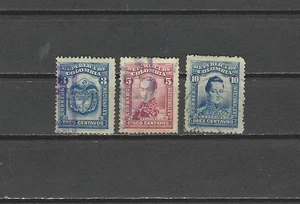 COLOMBIA , 1923/24 , TYPES OF 1917/21 , SET OF 3 STAMPS , PERF , USED - Picture 1 of 1