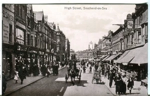 UK Southend-on-Sea - High Street old uncommon view sepia postcard - Picture 1 of 4