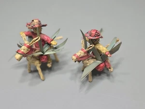 Mexikanische Volkskunst Miniatur geflochten Stroh Männer reiten Esel Vintage - Bild 1 von 5