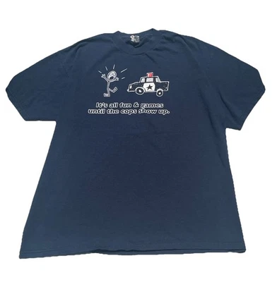 It's All Fun & Games Shirt XL Alstyle Navy  Graphic Tee 2008 funny screenprint - Image 1 of 4