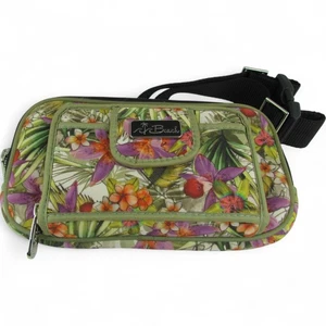 JC Beach Waist Bag Womens Adjustable Strap Floral Print Green Multi Travel Purse - Picture 1 of 7