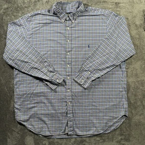Camisa Polo Ralph Lauren Abotonada Para Hombres 4LT Azul Algodón a Cuadros Preppy Informal Top - Imagen 1 de 8