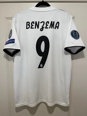 Camiseta deportiva local Benzema #9 GRANDE Adidas Real Madrid para hombre detalles usados Foto 1 de 4