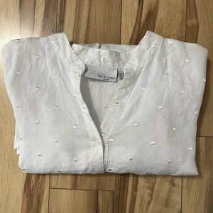 LUCY & LAUREL Mujer’s 3X Blanco Lino Manga Corta Túnica Top Bordado Boho - Imagen 1 de 6