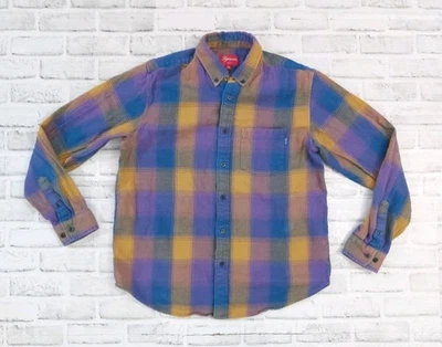 Supreme Shadow Plaid Flannel Shirt Size Medium Purple/Yellow - Image 1 of 4