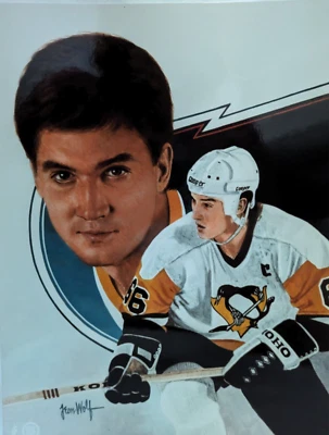Foto brillante 8x10 retrato de lobo Jeon de Mario Lemieux de los pingüinos de Pittsburgh sin firmar Foto 1 de 2