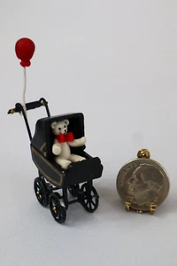 Artist Miniature TOY Buggy w/ Teddy Bear - Hand Painted Dollhouse Nursery 1:12 - Picture 1 of 7