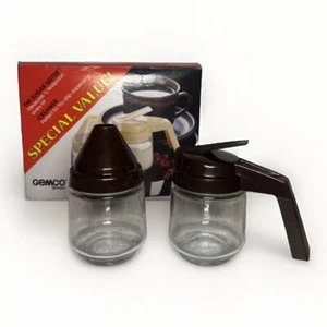 NIB NOS Vintage Glass GEMCO Sugar Shaker Creamer Dispenser Brown Original Box - Picture 1 of 8