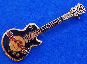 PHOENIX HRC VERTICAL BLACK GIBSON LES PAUL GUITAR GRID 3LC Hard Rock Cafe PIN - Picture 1 of 1