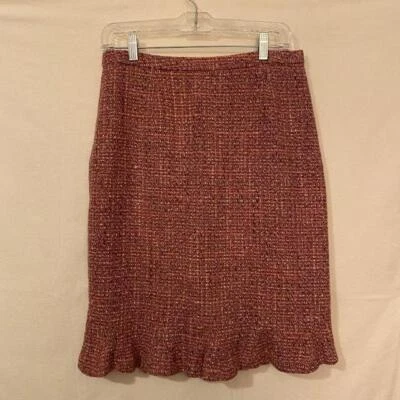 Harold's Pink 48% Wool Skirt with Ruffle Hem Women's Size 8 - Image 1 of 4
