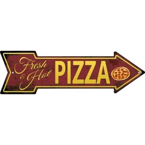 Insegna Freccia Metallo Novità Pizza Fresca e Calda Direzionale 17" x 5" Decorazione Parete - Foto 1 di 1
