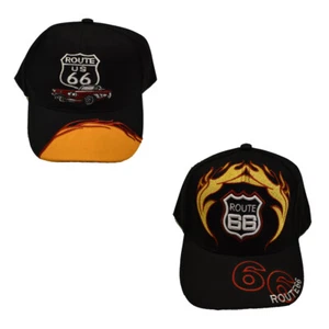 CAPPELLO DA UOMO ROUTE 66 SEGNALE STRADALE US CINTURINO CAPPELLO AMERICANO POSTERIORE REGOLABILE NERO NUOVO - Foto 1 di 7