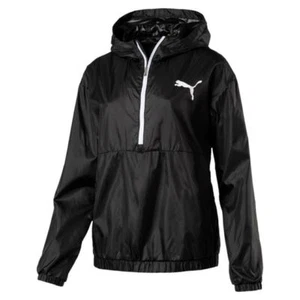 Puma Womens 3/4 Zip Jacket Black Zip Top Gym Running Hoody (US SIZES)