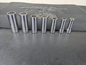 #av830 SNAP ON 12 POINT 3/8" 7pc SAE DEEP SOCKET SET - Picture 1 of 14