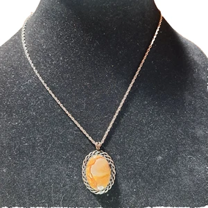 Picture agate pendant on 925 sterling silver chain 18" - Picture 1 of 4