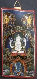 BUDDHA THANGKA * NEPAL / TIBET / HIMALAYA * CUERNO DE YACK - Imagen 1 de 1