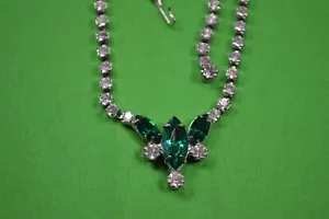 Collana girocollo vintage EISENBERG ICE firmata strass pietre verdi e chiare, M17 - Foto 1 di 4