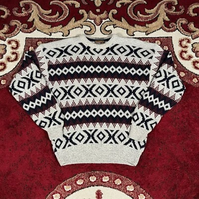 Suéter Tejido Occidental Azteca Vintage Años 90 Auténtico Edición Rayas Talla M Hecho en EE. UU. Foto 1 de 4