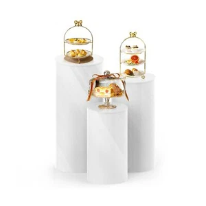 3PC Cylinder Pedestal Stands for Party, White Round Large Cylinder Tables, Pe... - Picture 1 of 6