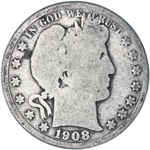 1908 (P) Barber Half Dollar 90% Silver About Good See Pics X211 Cover