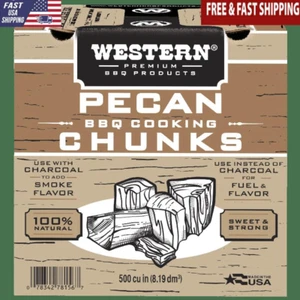 BBQ Pecan Chunks for Smoking Grilling Cooking Wood 500 CU in Smokers - Picture 1 of 8