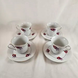 Darice RED HAT SOCIETY Teeservice mit Goldrand - 4 Tassen & 4 Untertassen - Bild 1 von 5