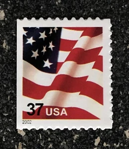 2002USA 37c #3634 Flag Single From Booklet of 10 - (11.1 perf) Mint NH - Picture 1 of 1