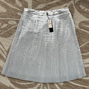 Neu mit Etikett Talbots Petites Damenrock Größe 2P silber metallic Micro Accordian Plissee - Bild 1 von 6