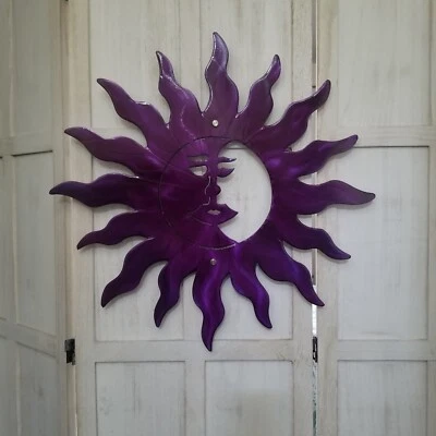 Arte de pared de metal sol con cara corte plasma colgante de pared acento decorativo decoración del hogar  Foto 1 de 2