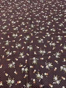VINTAGE UNBRANDED TINY FLOWERS COTTON FABRIC - Picture 1 of 3