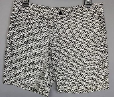 Kenar Bermudas Pantalones Cortos Mujer 6 Negro Blanco Abstracto Bolsillos Geométricos 8" Entrepierna Foto 1 de 4