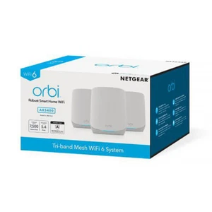 NETGEAR Orbi AX5400 Tri-Band Mesh WiFi 6 System Router + 2 Satellites 3-Pack - Picture 1 of 8