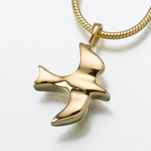 Gold Vermeil Dove Memorial Jewelry Pendant Funeral Cremation Urn - Picture 1 of 2