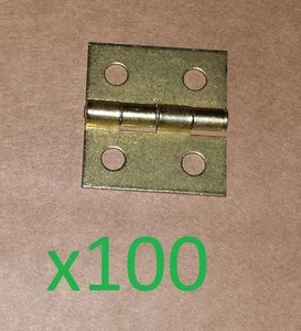100 pc .035 Brass Butt Hinge 1 x 1.06 HOLES Cabinet/Craft/Box/DIY/Lot/Small 1170 - Picture 1 of 1