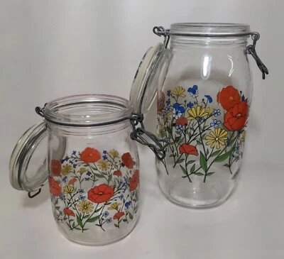 Juego de tarros de conservas de flores de amapola Arc France, diseño R Carman Foto 1 de 4