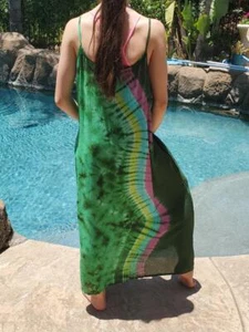 Maya Antonia Hand Batik blau-grün Baumwolle-leicht/fließend, Midi/Maxikleid/Boho - Bild 1 von 13